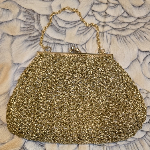 Handbags - Elegant Gold Evening Clutch